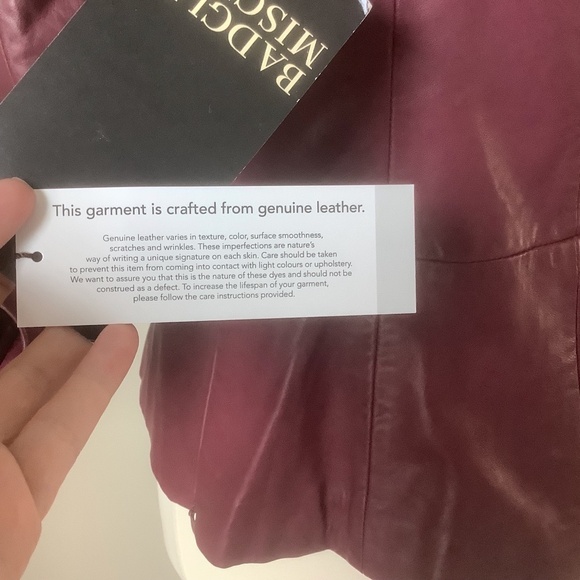 NEW Badgley Mischka Genuine Leather Peplum‎ Jacket Burgundy 67047 Size M - Picture 14 of 15